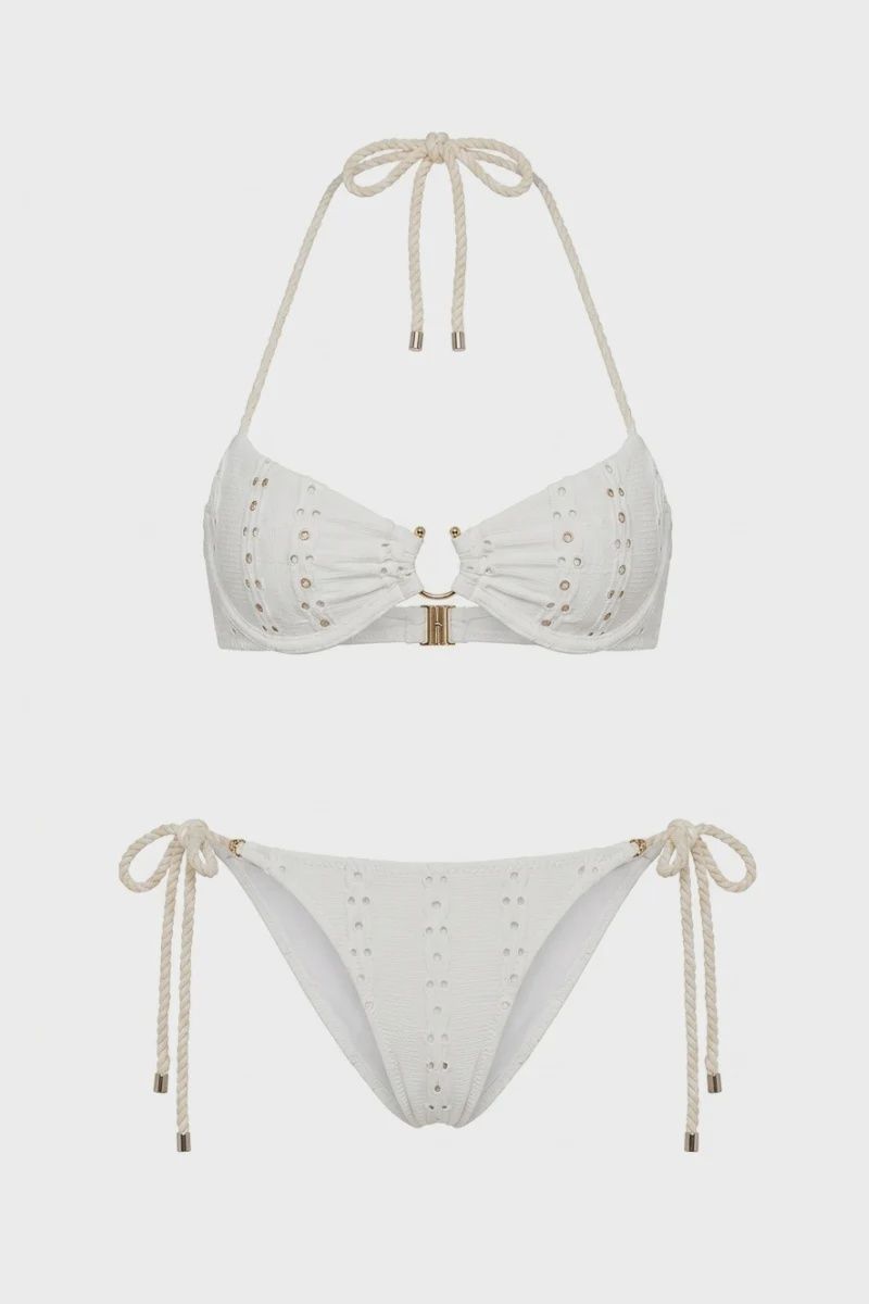 Jaqueline Lace Textured Off White Bikini, Size: S