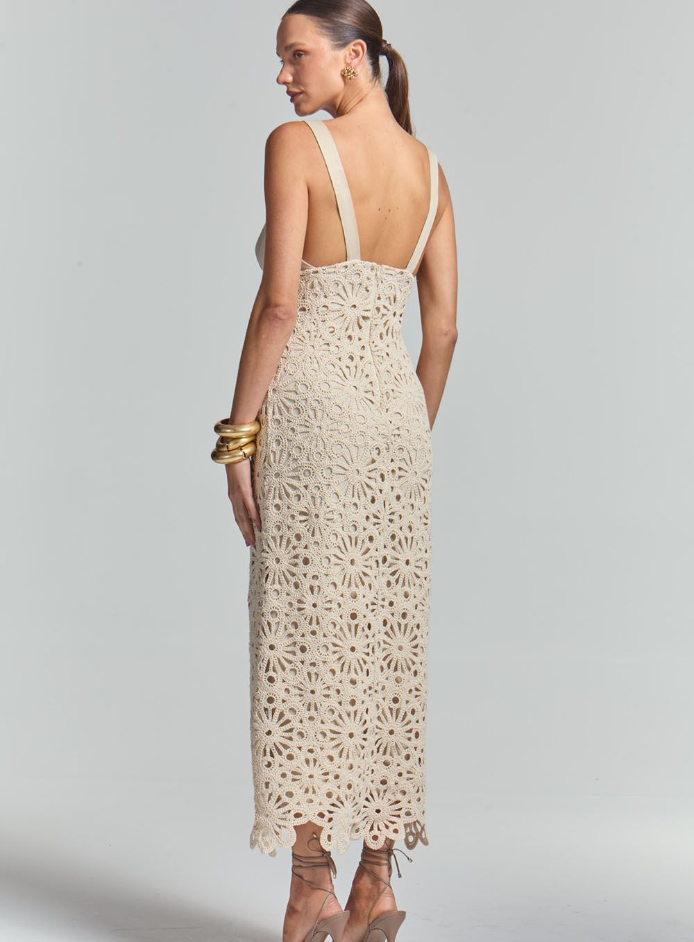 PAIGE LINNEN CROCHET BEIGE MAXIDRESS