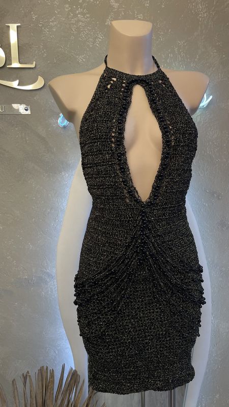 La Perla Negra Crochet Luxe Mini Dress