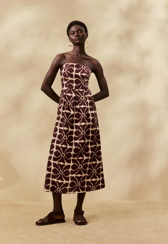 Misti  Vanilla Dark Brown Midi Dress