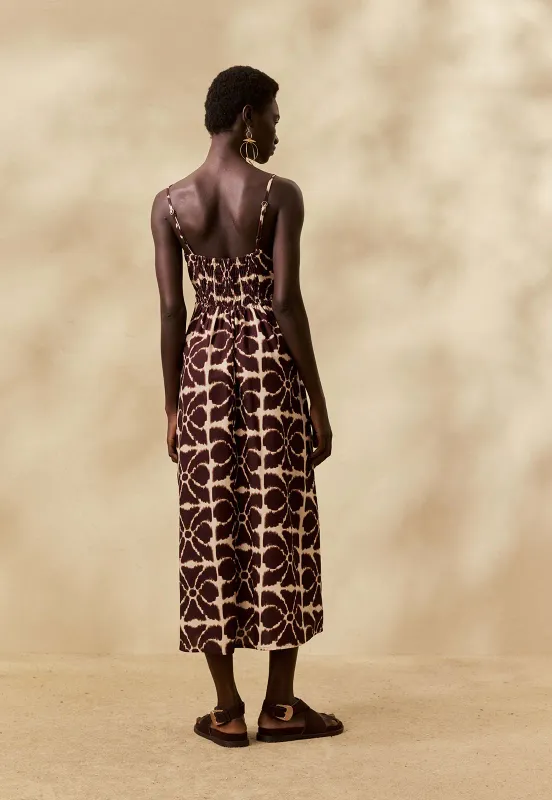 Misti  Vanilla Dark Brown Midi Dress