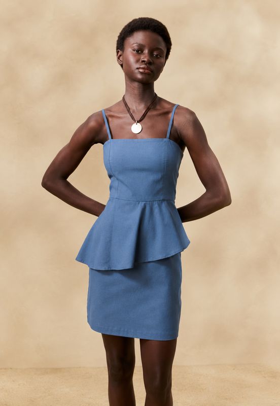 Summer Blue Peplum Short Dress