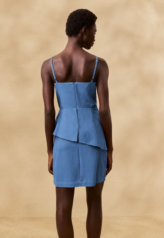 Summer Blue Peplum Short Dress