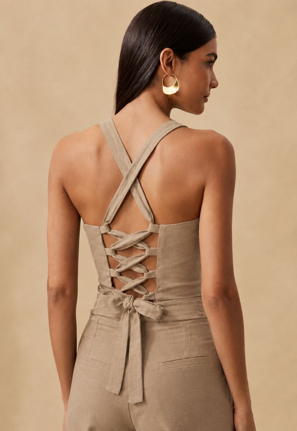 Alcas Beige  Cropped Top