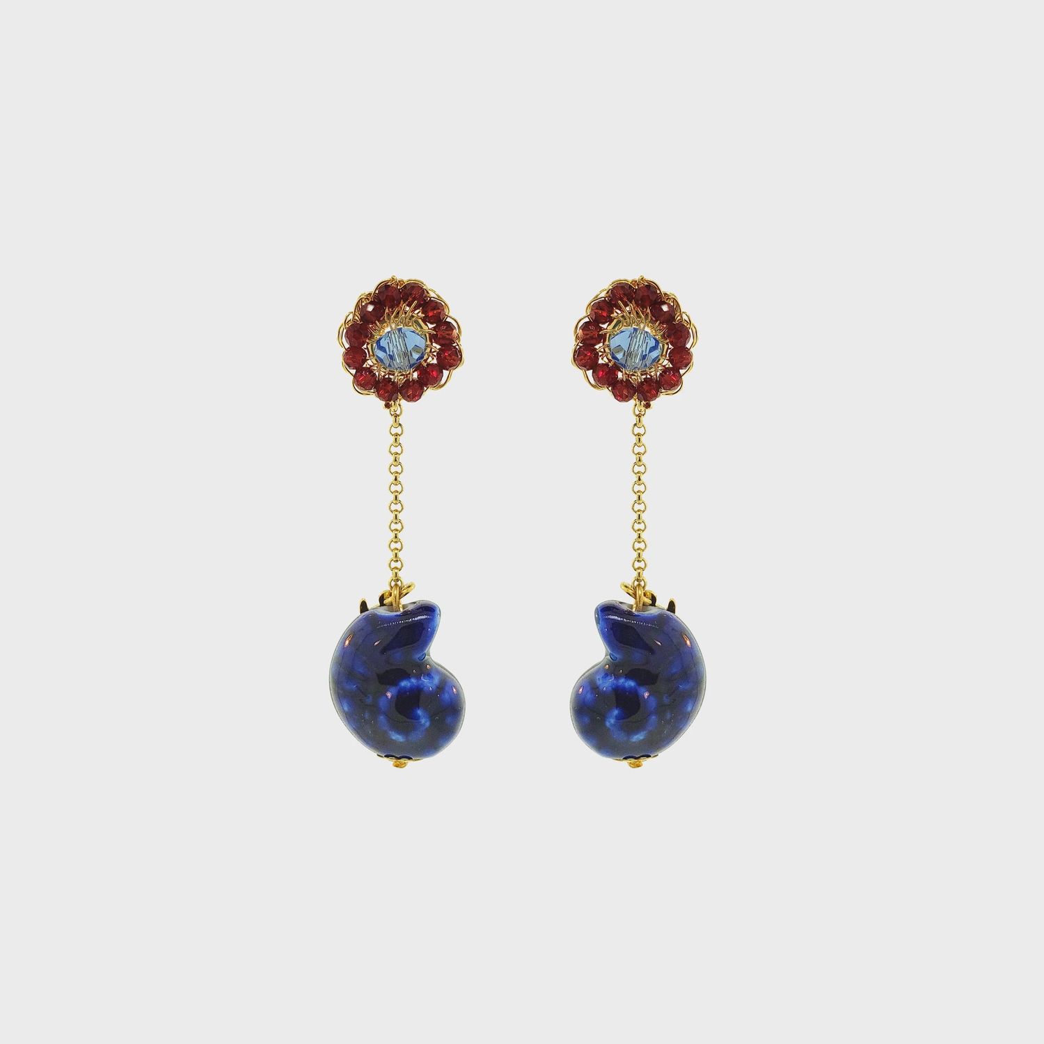 Sunrise Mix Seashell Dangle Earrings, Colour: Sunrise