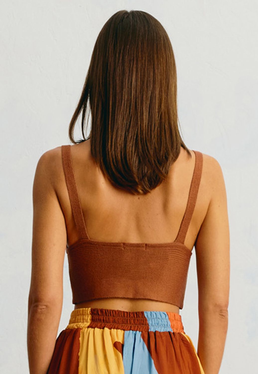 Brown Tricot Stretch Top