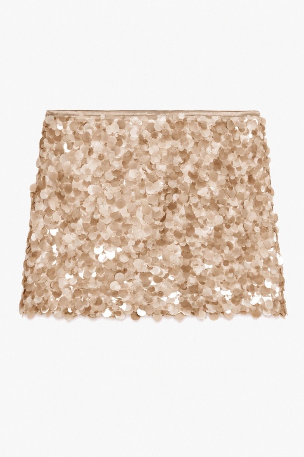 Beige Sequin Mini Skirt, Size: S