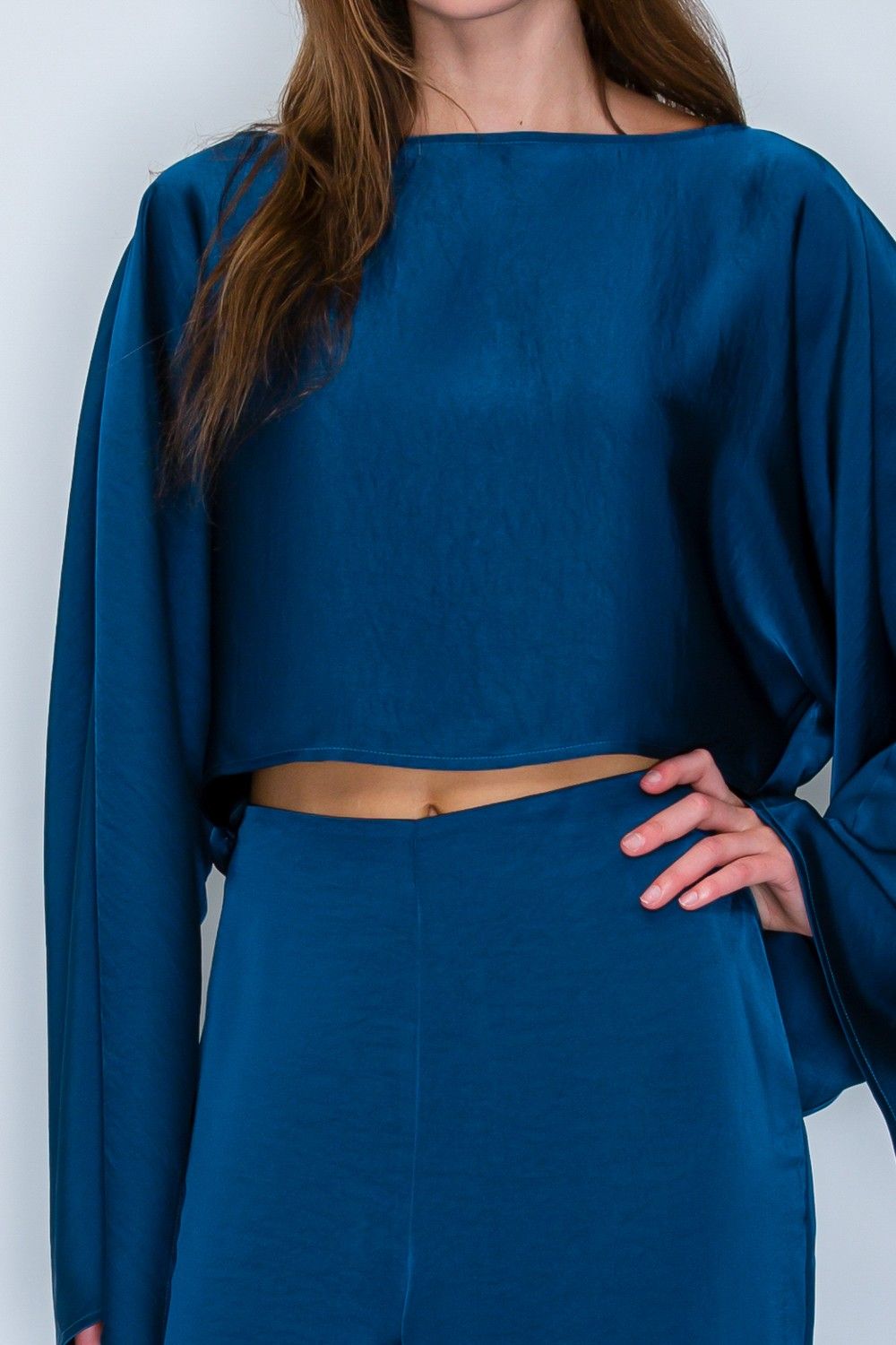 Teal Satin  Two Piece Set