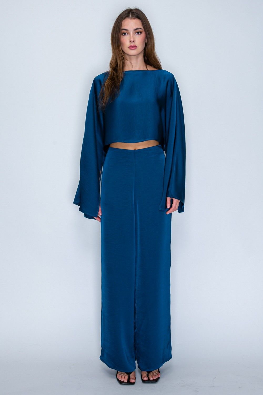 Teal Satin  Two Piece Set, Size: S