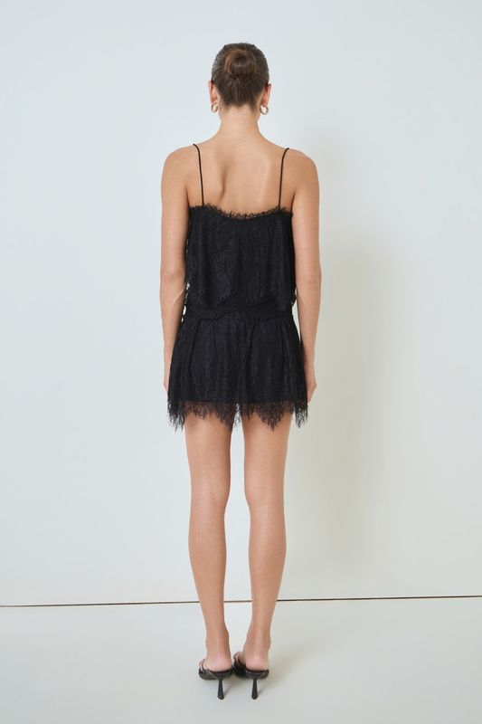 Black Tiered Lace Mini Skirt