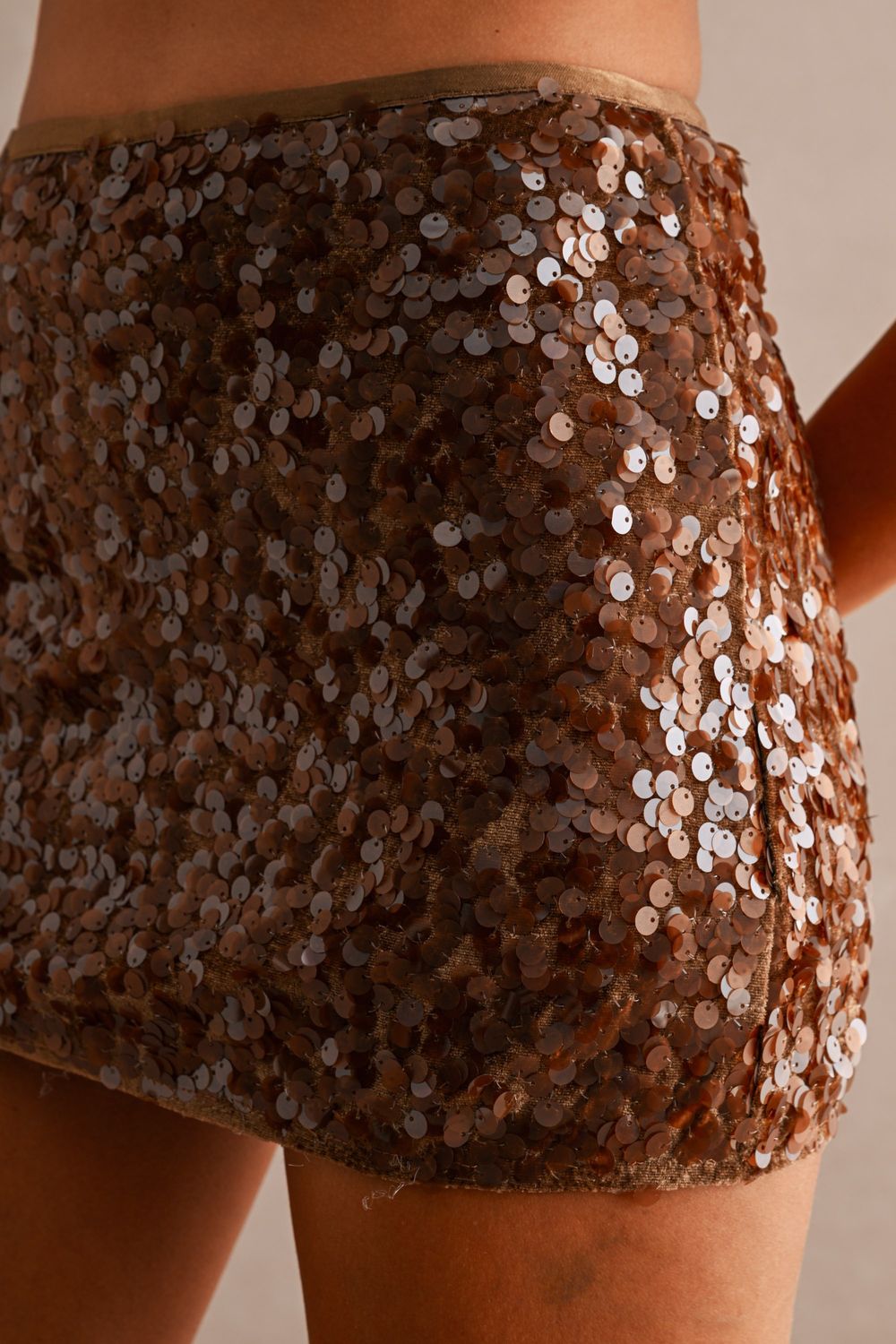 Brown Sequin Mini Skort