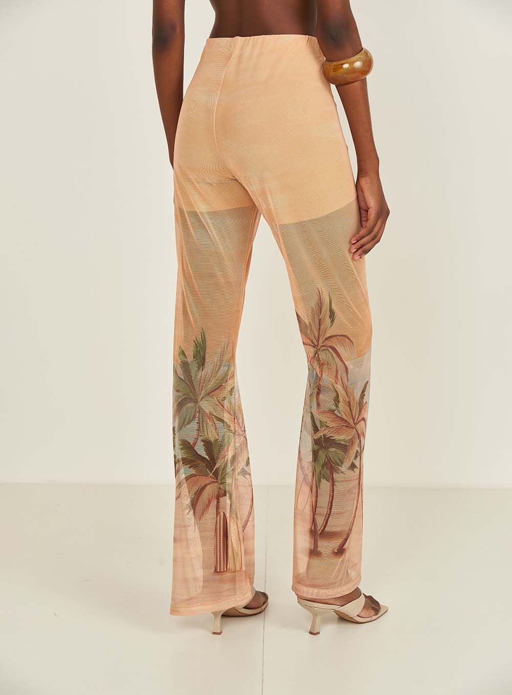 Palm Print Mesh Pants
