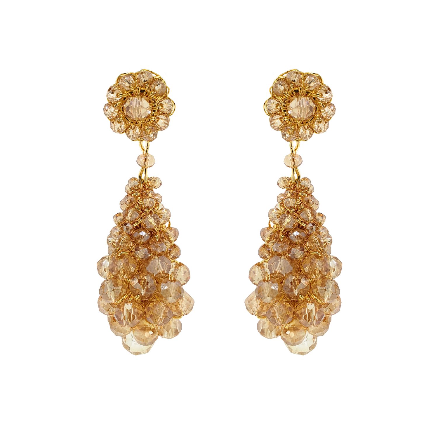 Zoe Cristal Long Earrings, Colour: Gold