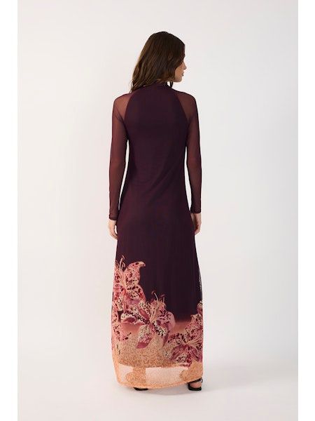 Burgundy Botanica Mesh Maxi Dress