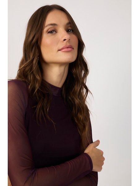 Burgundy Botanica Mesh Maxi Dress