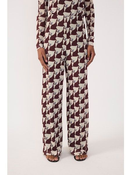 Brown Pureza Wide-Leg Mesh Pants, Size: S