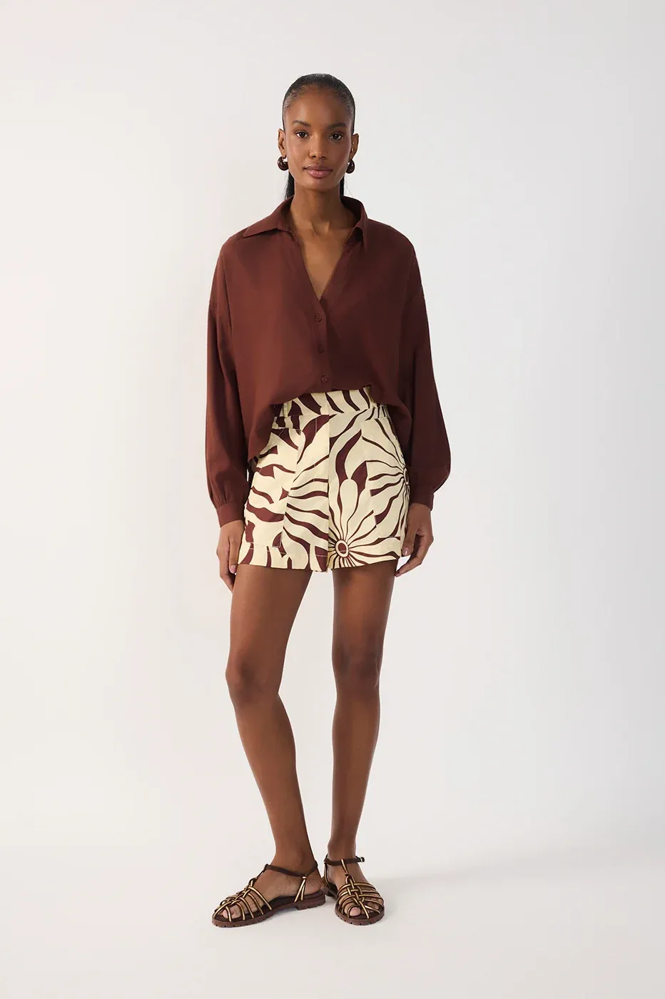 Alvorecer Print Cotton Shorts