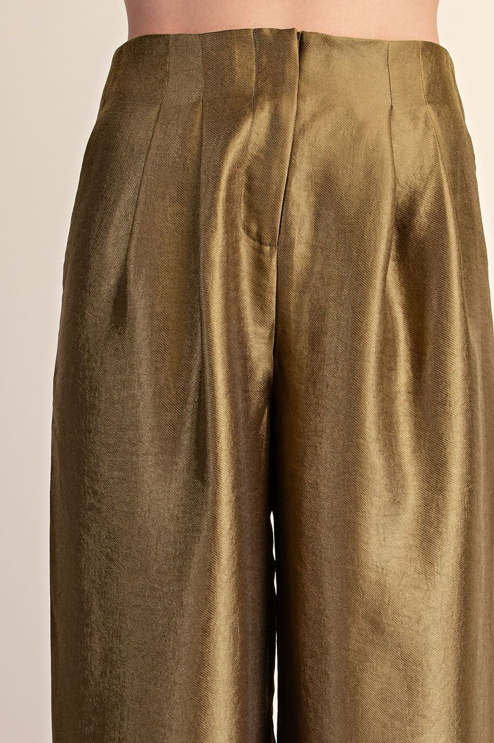 Olive  High-waist Pleated Pants