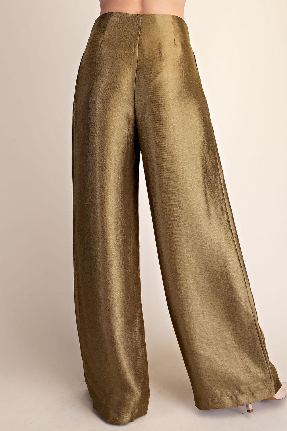 Olive  High-waist Pleated Pants