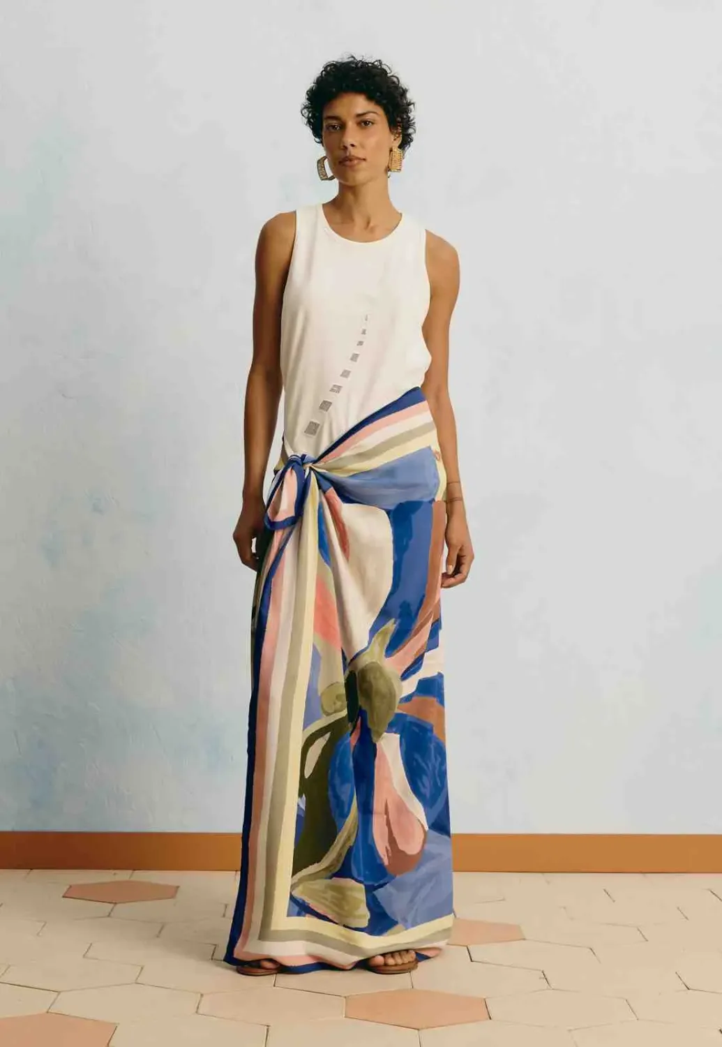 Blue Tropical beach Wrap, Size: O/S