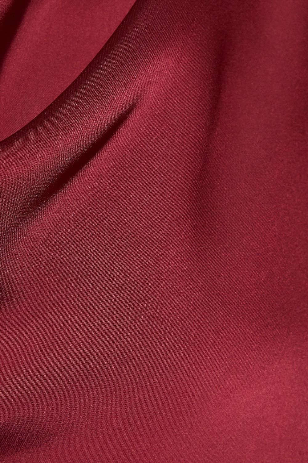 Burgundy Cowl Neck Back Open Attached Scarf Fitted Satin Mini Dress