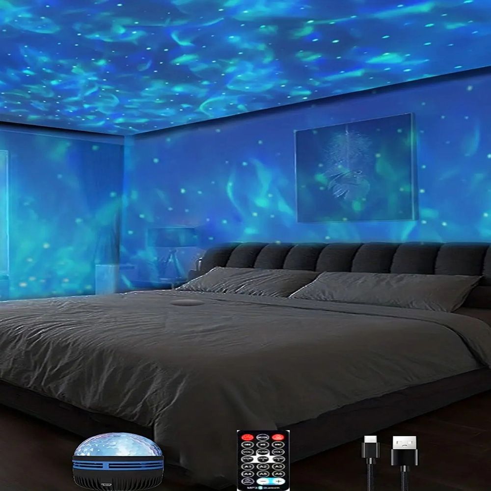 Water Ripple Galaxy Projector - 7 Color Ocean Wave Night Light &amp; Room Decor