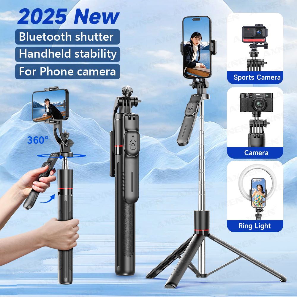 &quot;F16 Selfie Stick Tripod - 1708mm Extendable 8-Section Pole with Bluetooth Remote, 360 Rotation &amp; 1/4&quot; Interface for Phone, Camera &amp; Vlogging