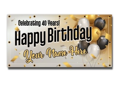 Custom Birthday or Anniversary Banners - 13oz Vinyl Scrim - Next Day Printing - Free Overnight Shipping Custom Birthday or Anniversary Banners - 13oz Vinyl Scrim - Next Day Printing - Free Overnight Shipping