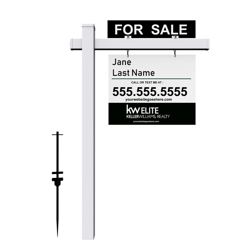 Real Estate Yard Arm Post & Printed Sign Combo - Two Sizes