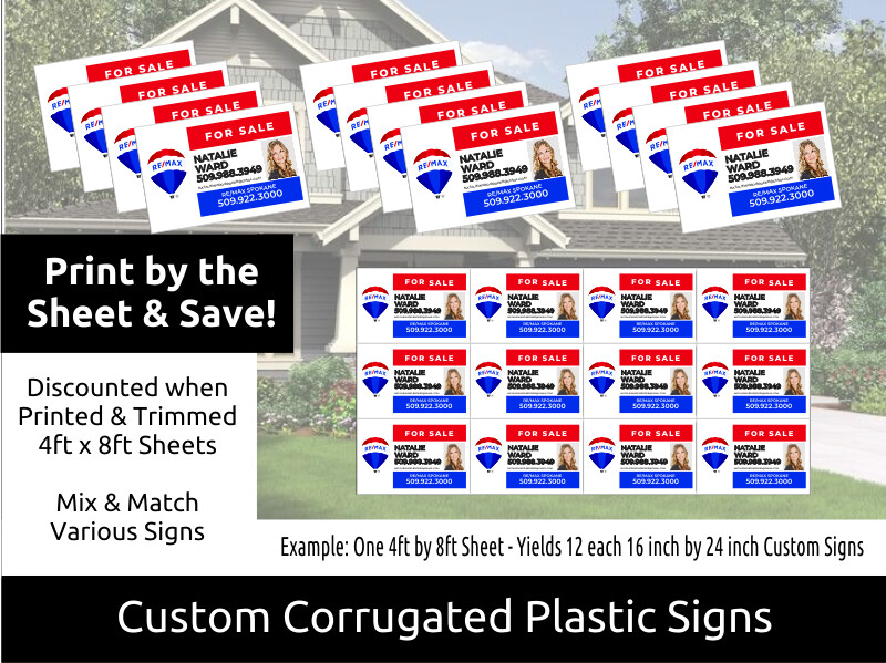 Custom Outdoor 4mm Corex Signs with Fast Next Day Printing - Free Overnight Delivery - Print in Bulk &amp; Save