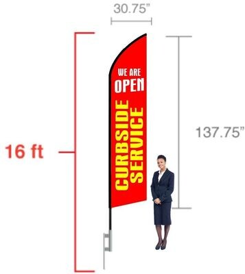 16 Ft Feather Flag - Printed One Side Only