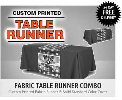 Printed Fabric Table Runner & Solid Color Throw Combo