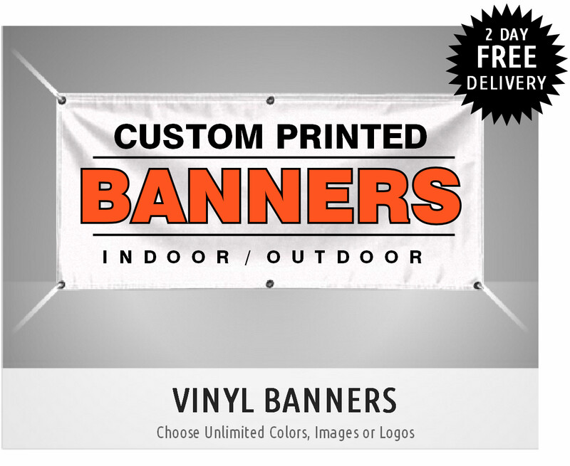 Custom Vinyl Banner with Fast Next Day Printing - Free Overnight Delivery Custom Vinyl Banner with Fast Next Day Printing - Free Overnight Delivery