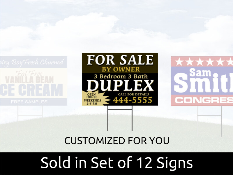 Standard Corrugated Plastic Yard Signs - Set of 12 Corex - 16" H x 24" W