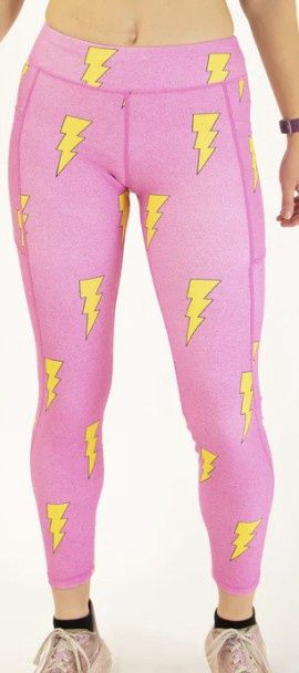Women&#39;s Pink Bolts Leggings - XL