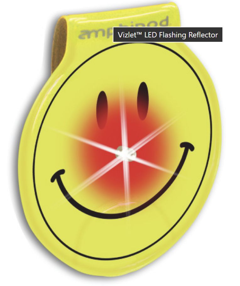 Vizlet Flash Mini™ Wearable LED Reflectors (2-pack) - Yellow Smilies