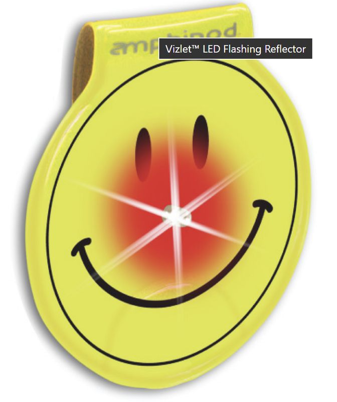 Vizlet Flash Mini™ Wearable LED Reflectors (2-pack) - Yellow Smilies
