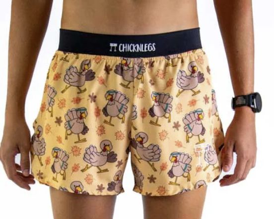 Men&#39;s Pardoned Turkeys 4&quot; Half Split Shorts, Design: Pardoned Turkeys, Size: S