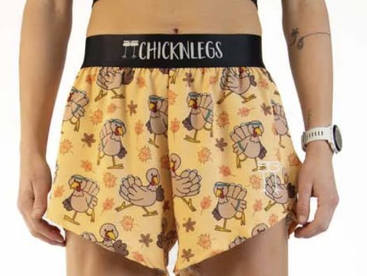 Women's Pardoned Turkeys 4" Split Shorts, Design: Pardoned Turkeys, Size: XS