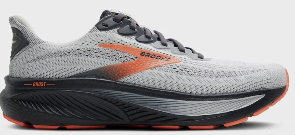 Brooks Men's Ghost 17, Colour: Oyster Mushroom/Orange/Ebony, Size: 9.0