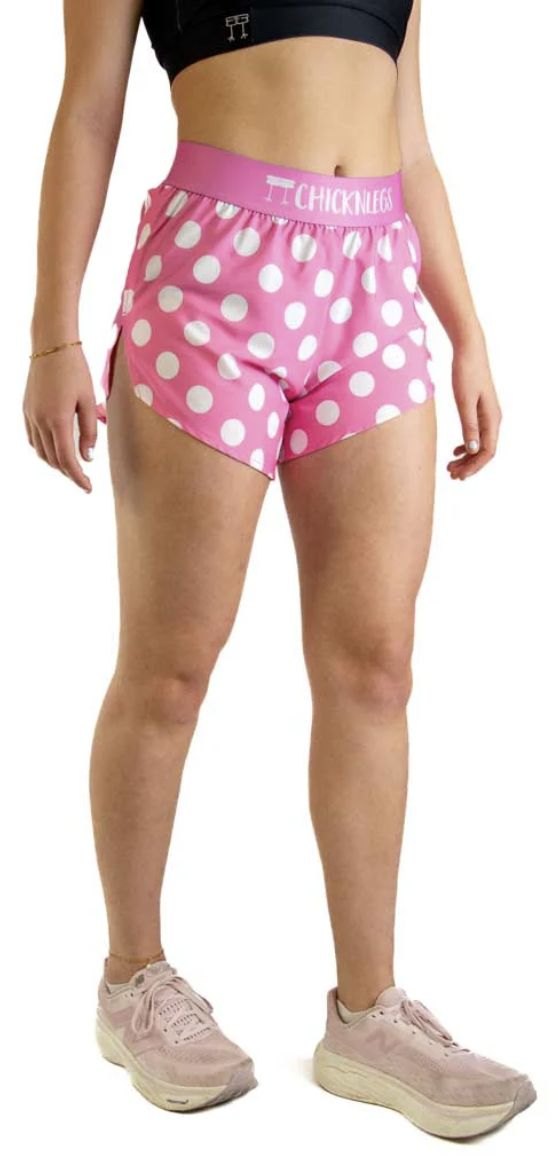Women's ChicknLegs 4" Split Shorts, Size: XS, Theme: Pink Polka Dot