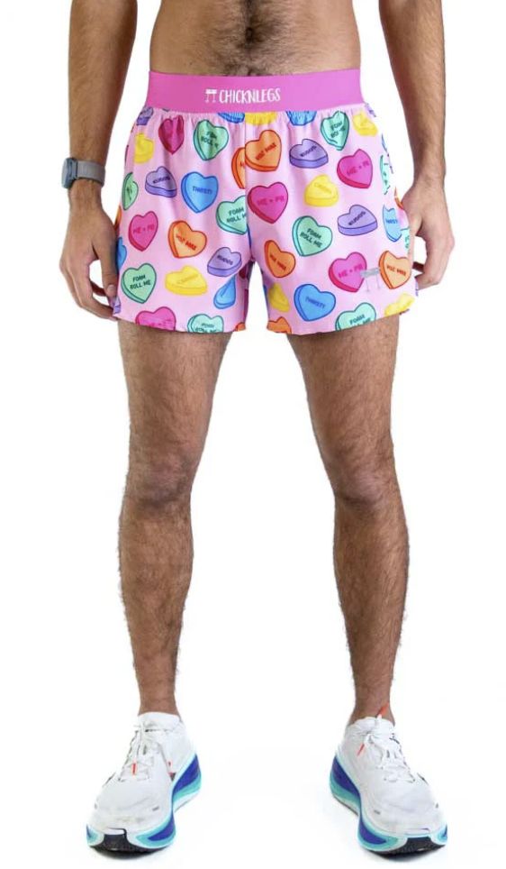 Men's ChicknLegs  4" Half Split Shorts, Size: S, Theme: Candy Hearts
