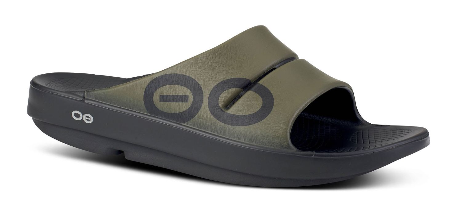 OOFOS OOAHH Sport Slide, Colour: Tactical Green, Design: OOAHH Sport Slide