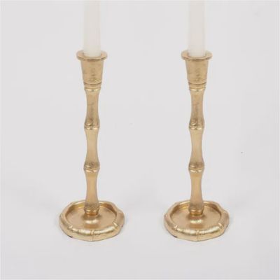 9.75'' Gold Bamboo Candlestick