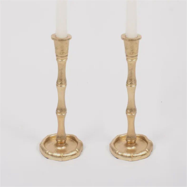 9.75'' Gold Bamboo Candlestick