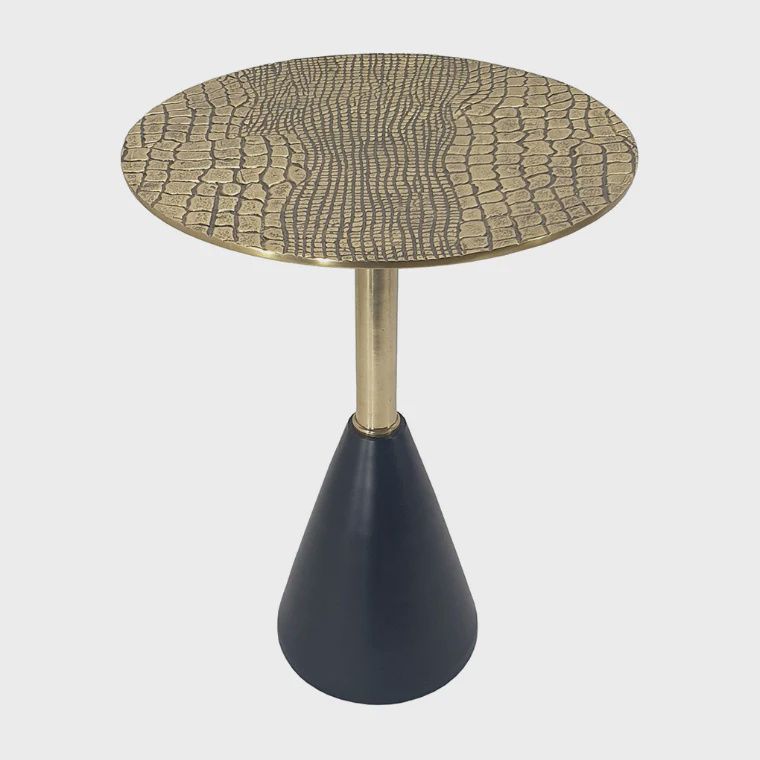 Aluminum Crocodile Textured Accent Table