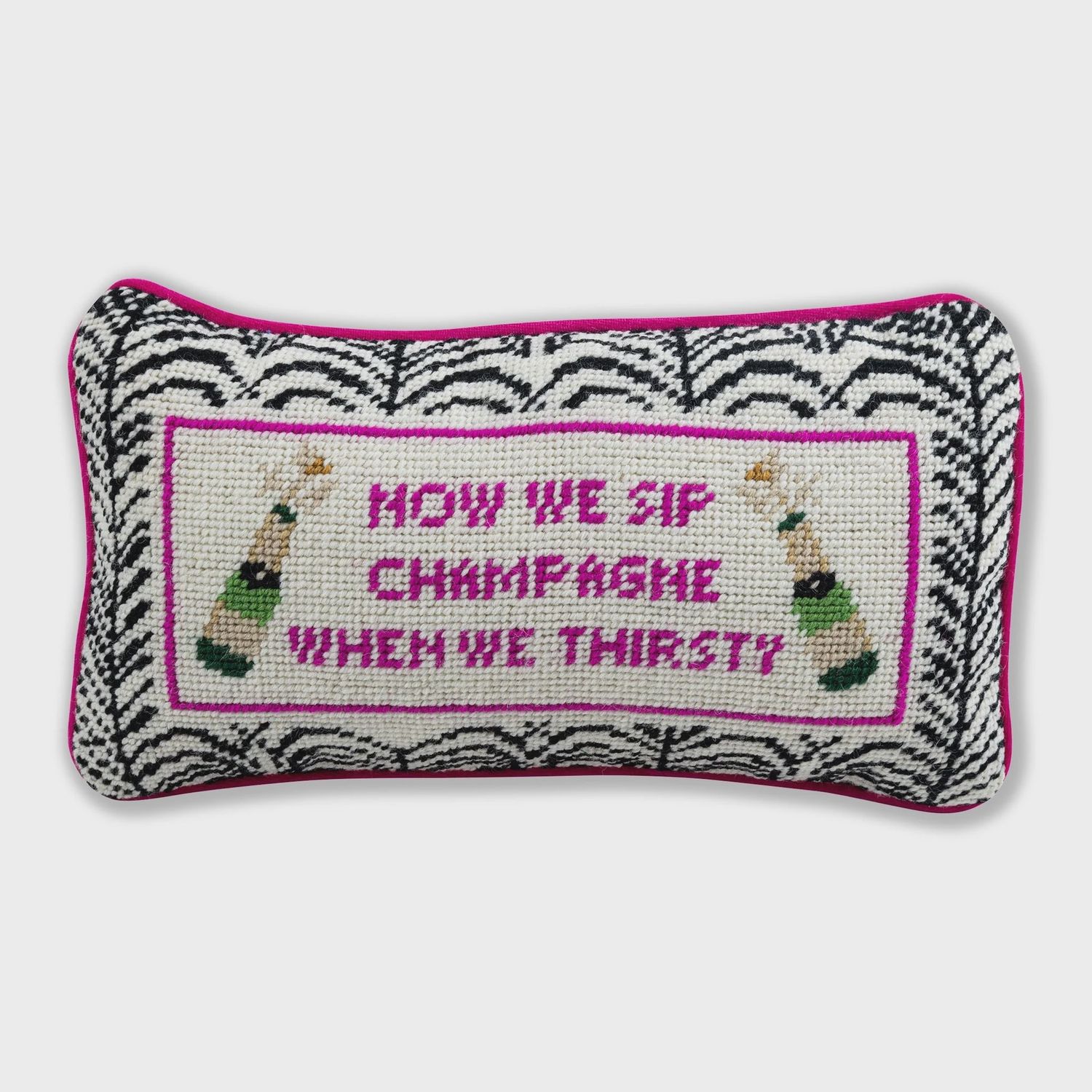 Champagne Needlepoint Pillow