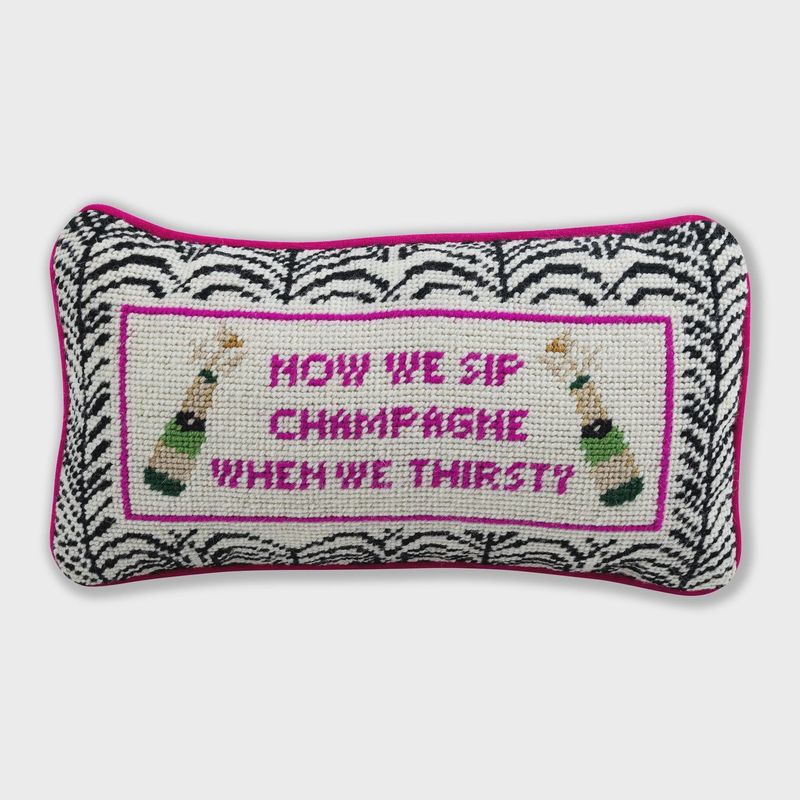 Champagne Needlepoint Pillow