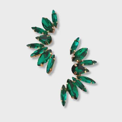 Crystal Wing Earrings | Emerald