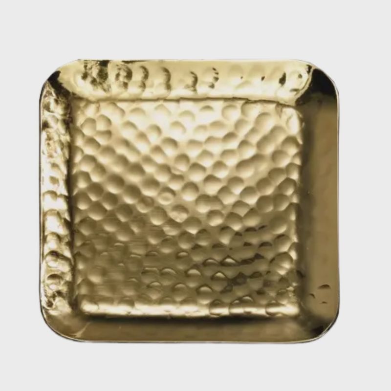 Gold Hammered Tray, Small 6&quot; x 6&quot;